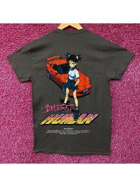 Almost Human Anime Girl Sports Car Graphic T-Shirt Small